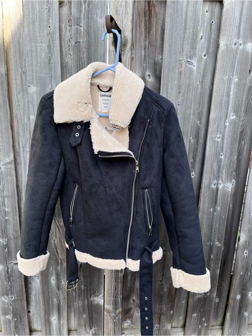 Garage Faux Suede Sherpa Lined Side Zipoered Jacket Size XS